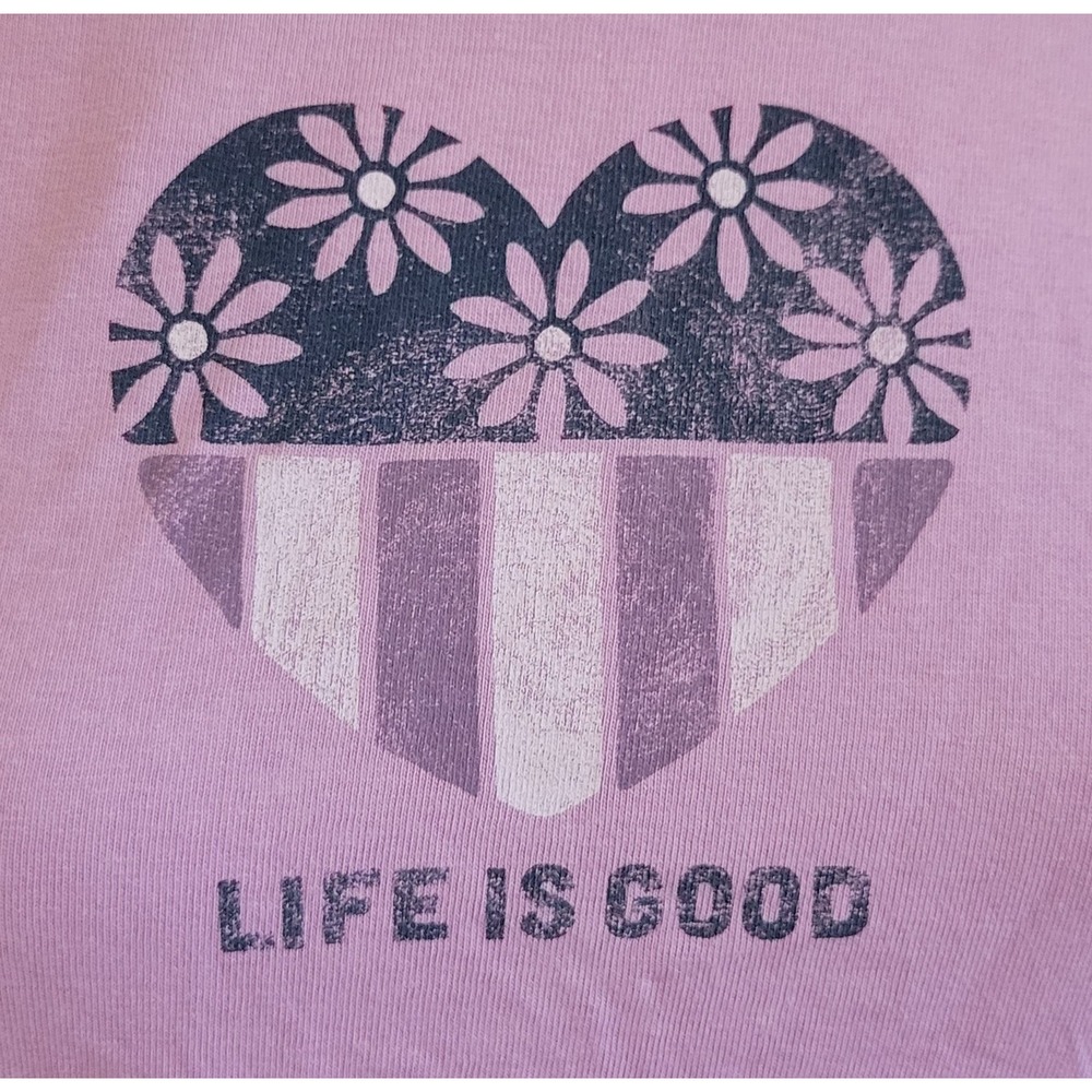 Life Is Good American Floral Heart Cotton Tee - Picture 4 of 7